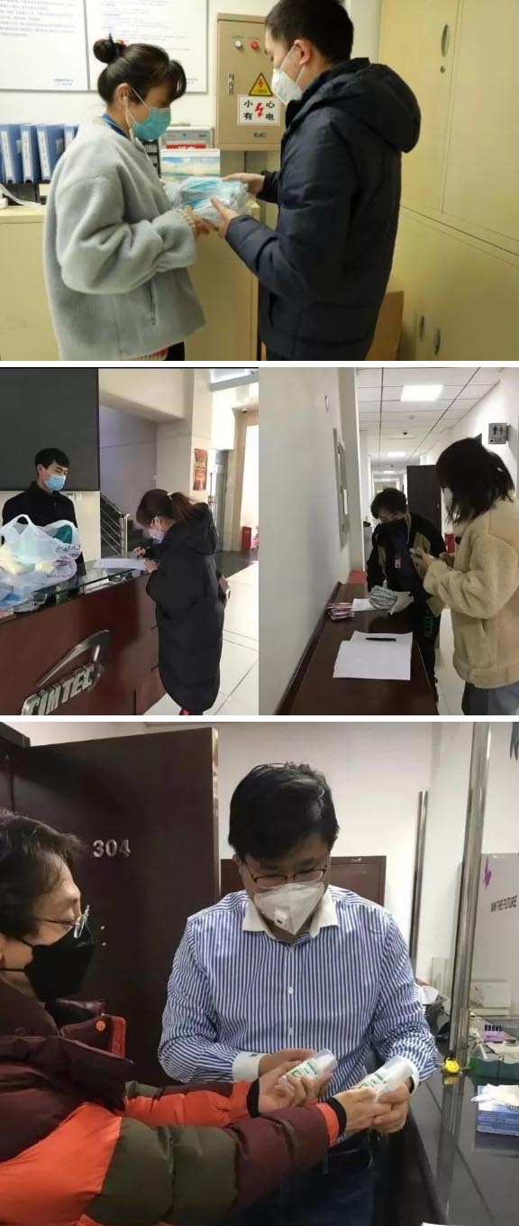 發(fā)放防護物資：口罩、手套、消毒液、洗手液
